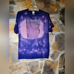 Purple tie dye animal print lips love t-shirt